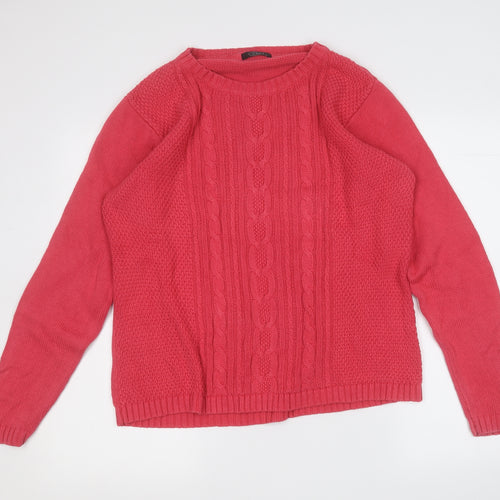 BM Womens Pink Round Neck  Cotton Pullover Jumper Size L