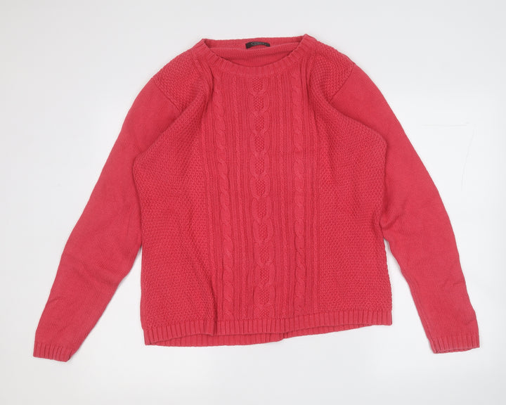 BM Womens Pink Round Neck  Cotton Pullover Jumper Size L