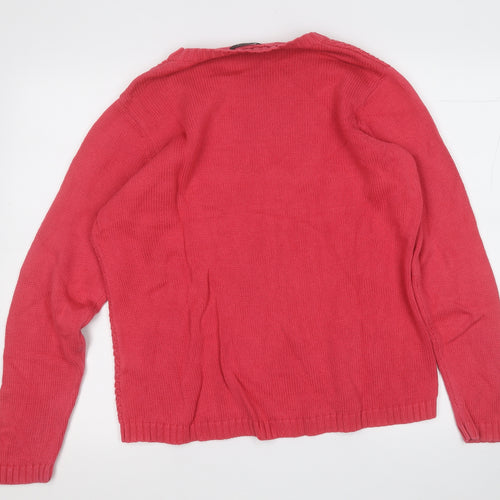 BM Womens Pink Round Neck  Cotton Pullover Jumper Size L