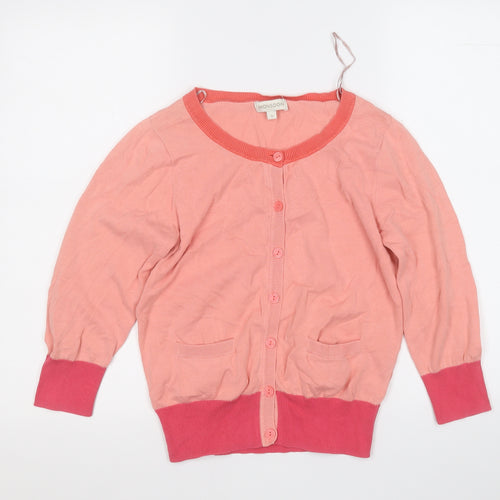 Monsoon Womens Pink Round Neck  Acrylic Cardigan Jumper Size S