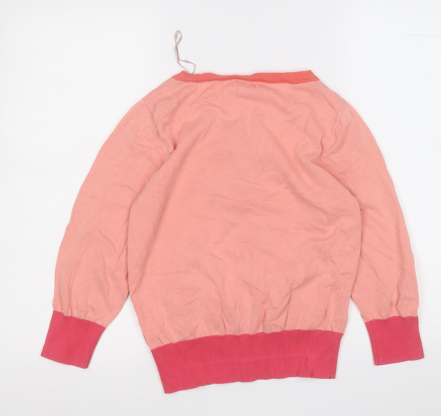 Monsoon Womens Pink Round Neck  Acrylic Cardigan Jumper Size S