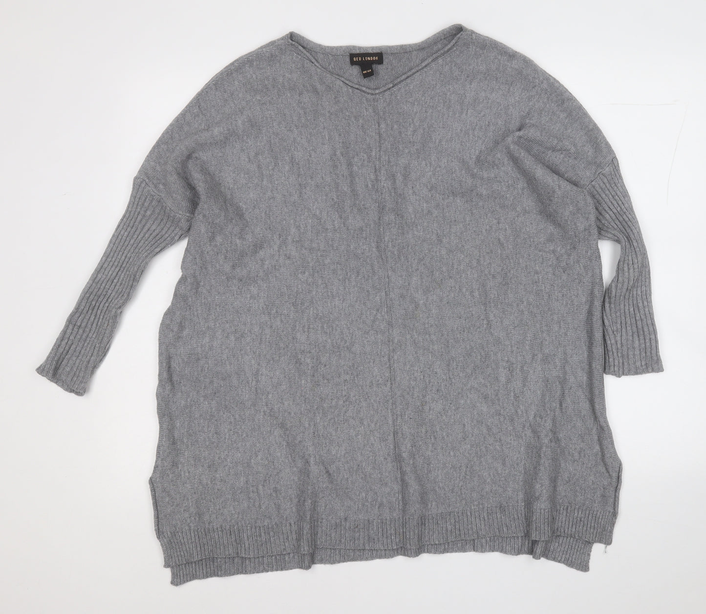 oed london Womens Grey Round Neck  Viscose Pullover Jumper Size 2XL