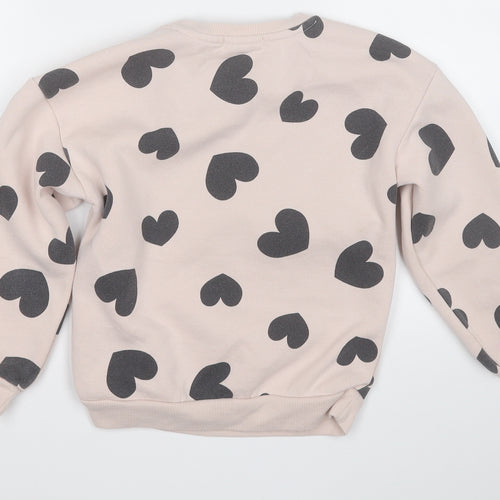 Primark Girls Pink Geometric Cotton Pullover Sweatshirt Size 7-8 Years   - Love Heart