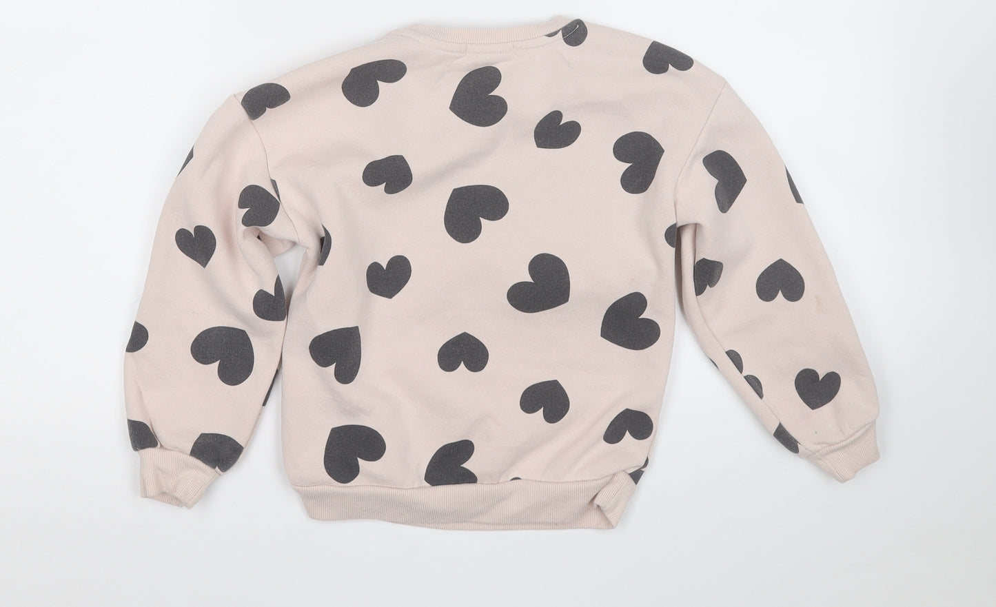 Primark Girls Pink Geometric Cotton Pullover Sweatshirt Size 7-8 Years   - Love Heart