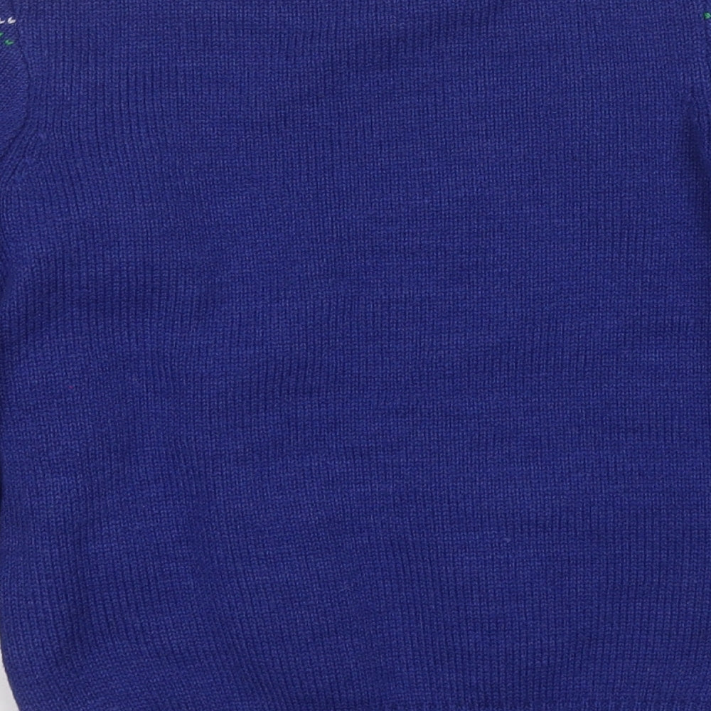 F&F Boys Blue Round Neck  Polyester Pullover Jumper Size 7-8 Years   - Christmas JUMPER