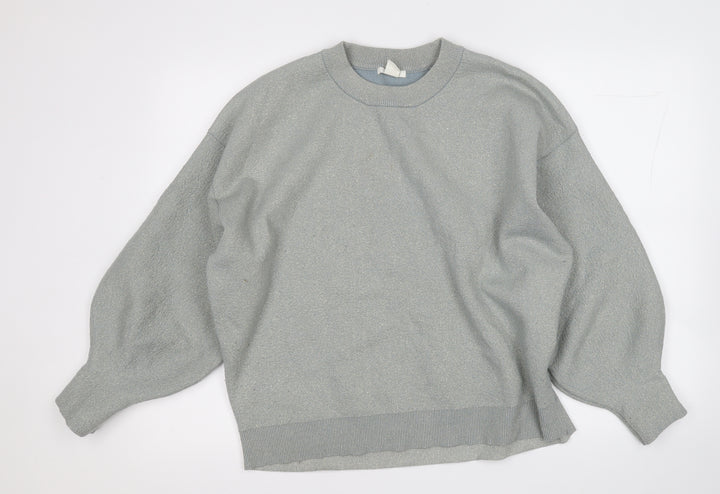 H&M Womens Grey  Viscose Pullover Sweatshirt Size L