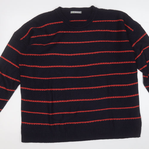 Marks and Spencer Womens Blue Round Neck Striped Acrylic Pullover Jumper Size 18