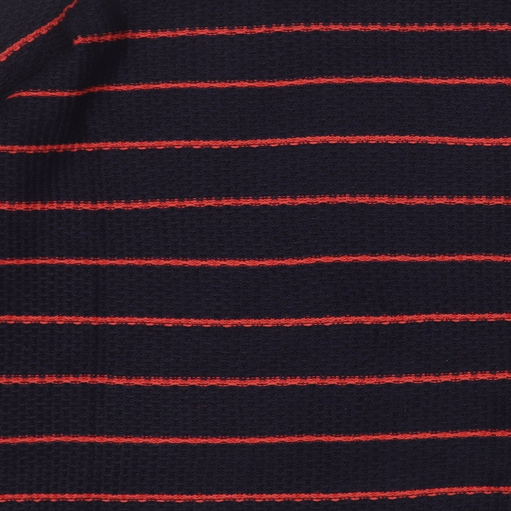 Marks and Spencer Womens Blue Round Neck Striped Acrylic Pullover Jumper Size 18