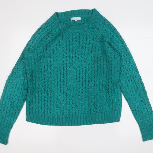 Red Herring Womens Green Round Neck  Acrylic Pullover Jumper Size 18