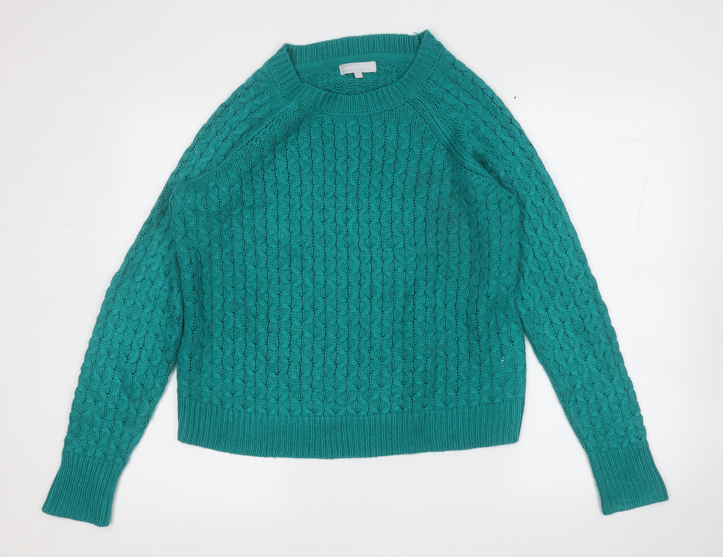 Red Herring Womens Green Round Neck  Acrylic Pullover Jumper Size 18