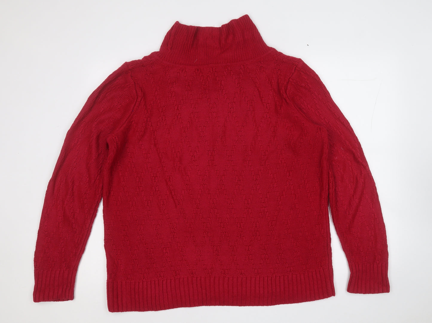 BM Womens Red Mock Neck  Acrylic Pullover Jumper Size L