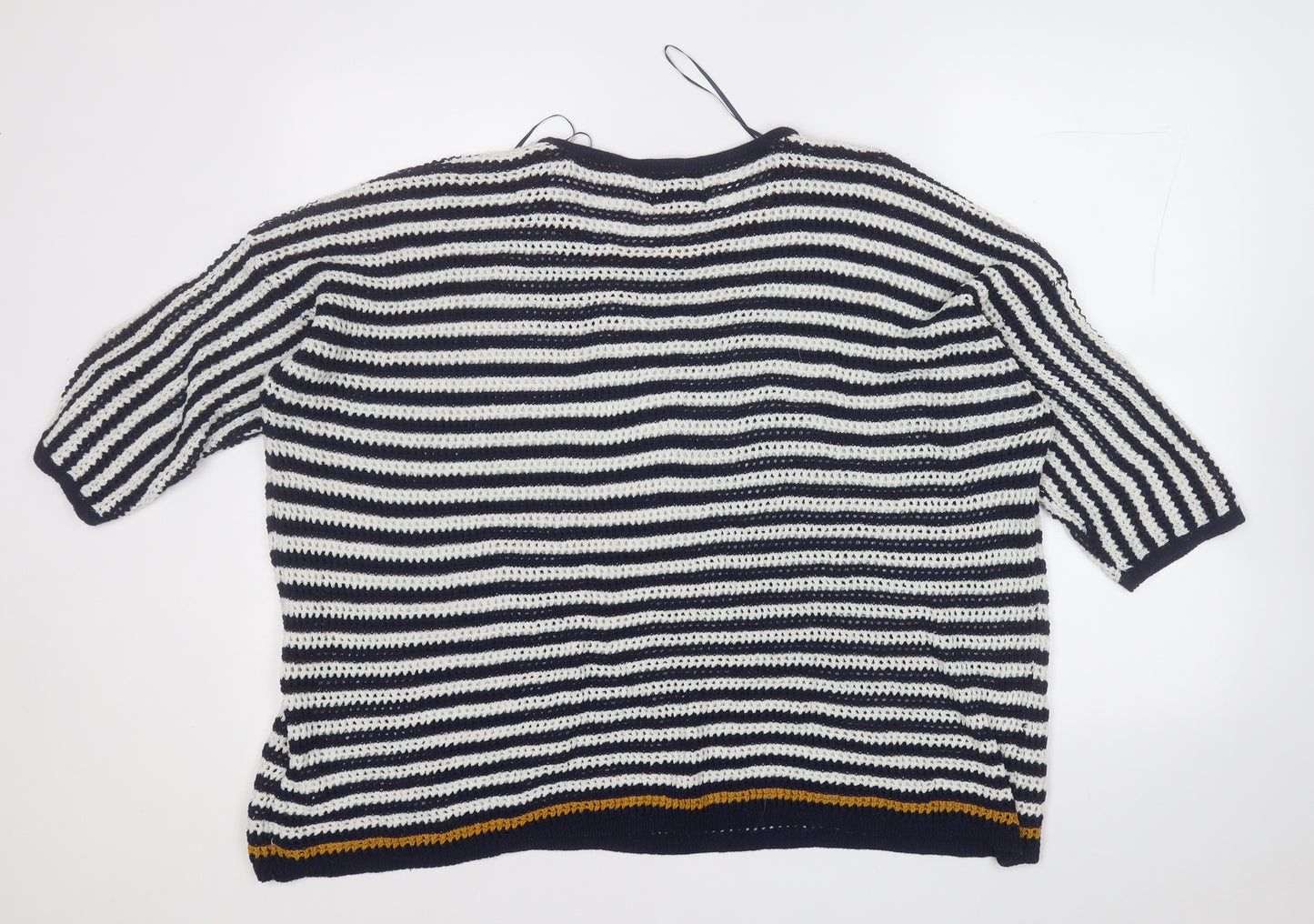 Papaya Womens Blue Round Neck Striped Acrylic Pullover Jumper Size XL