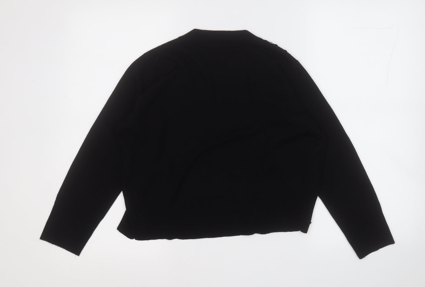 Select Womens Black Round Neck  Acrylic Cardigan Jumper Size 14