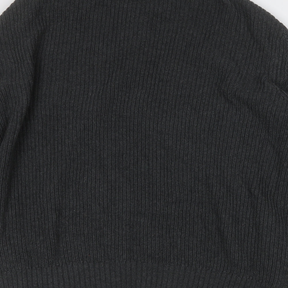 Blue Harbour Mens Grey Mock Neck  Cotton Full Zip Jumper Size XL