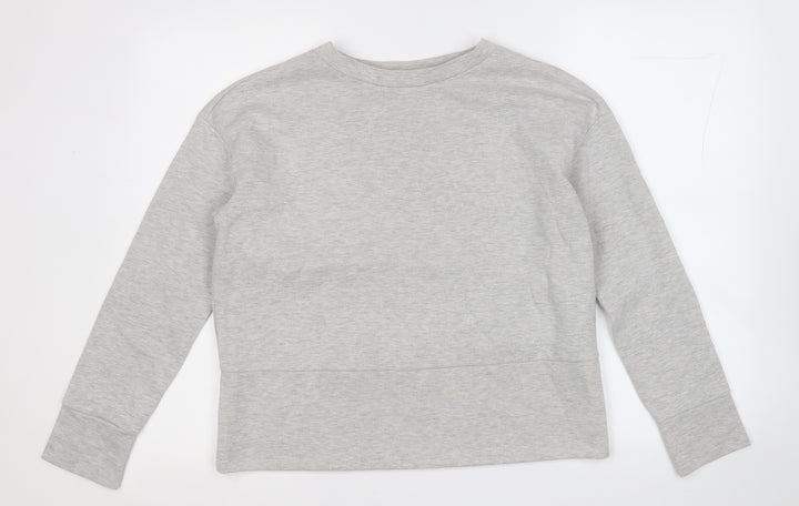 Preworn Womens Grey Cotton Pullover Sweatshirt Size S - Elbow Patches