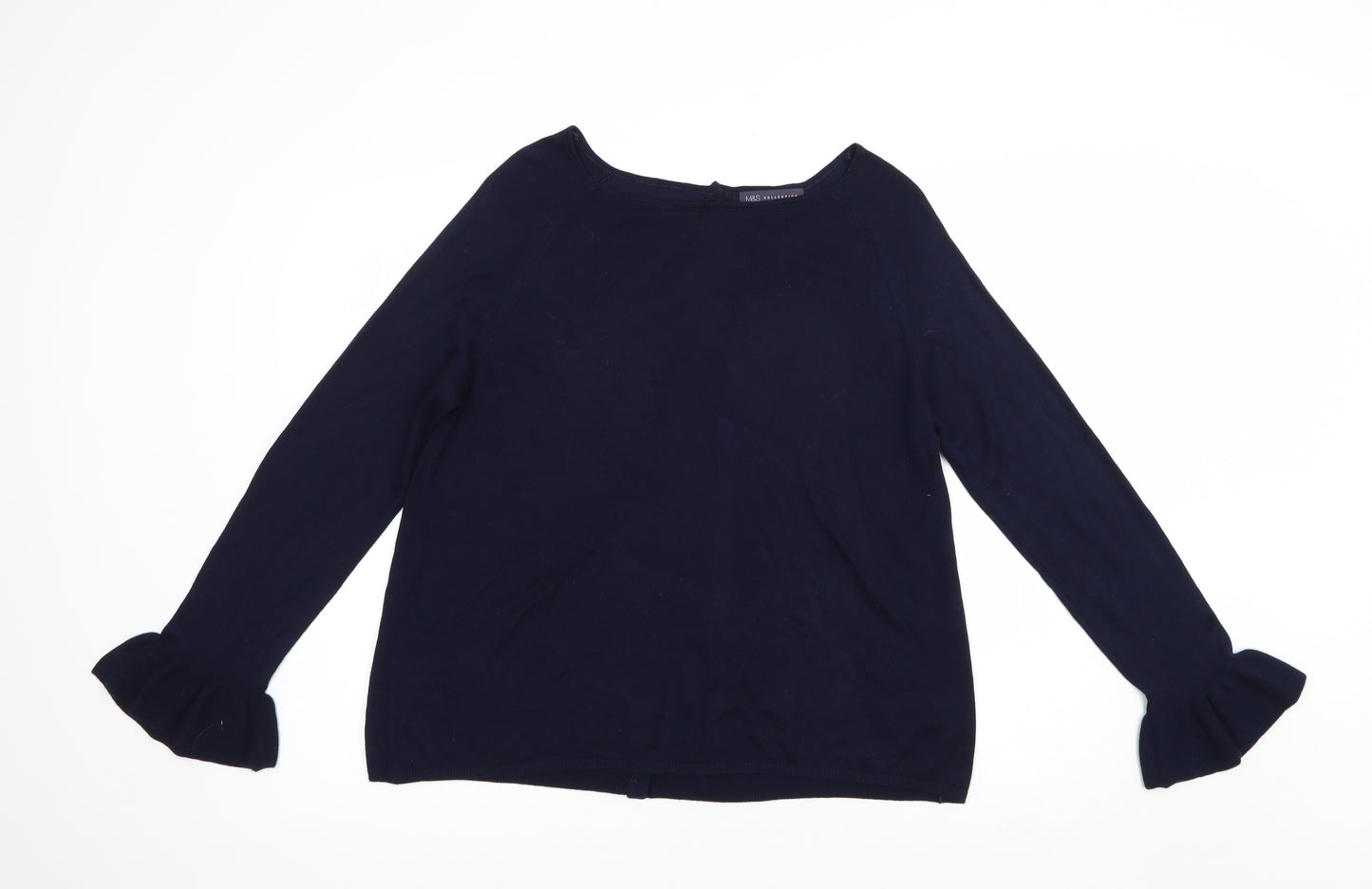Marks and Spencer Womens Blue Boat Neck  Acrylic Pullover Jumper Size 16