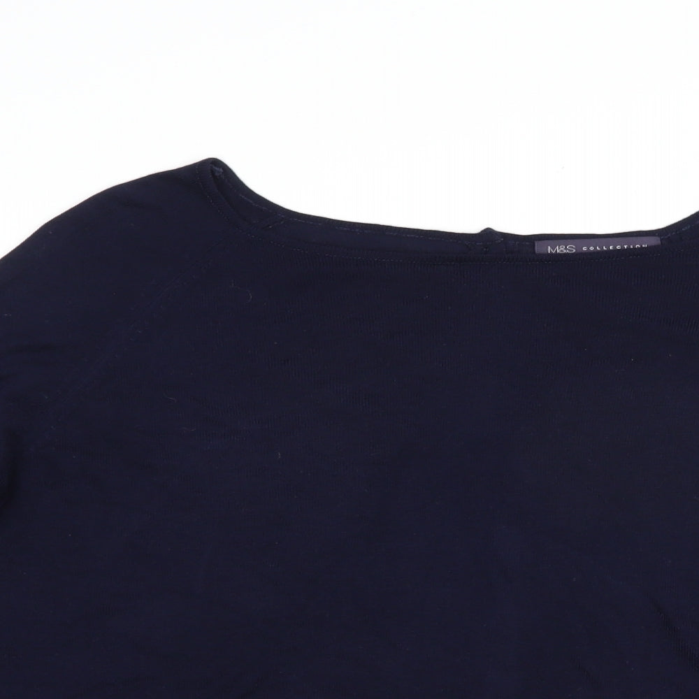 Marks and Spencer Womens Blue Boat Neck  Acrylic Pullover Jumper Size 16
