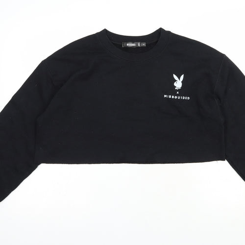 Missguided Womens Black  Cotton Pullover Sweatshirt Size S  Pullover - Cropped