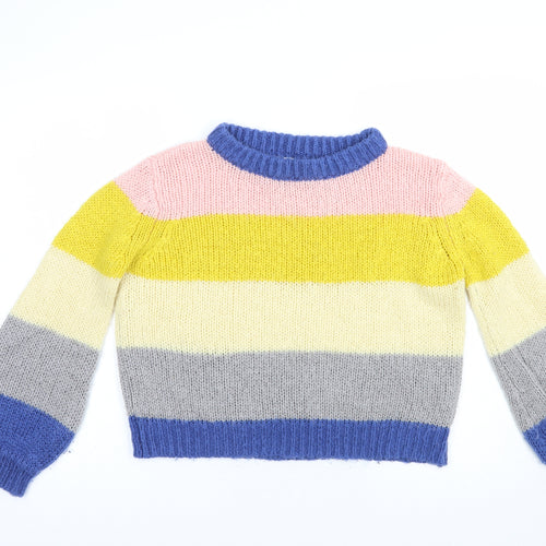 Sweewe Womens Multicoloured Crew Neck Striped Acrylic Pullover Jumper Size S