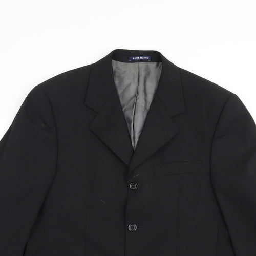 River Island Mens Black  Polyester Jacket Blazer Size 38