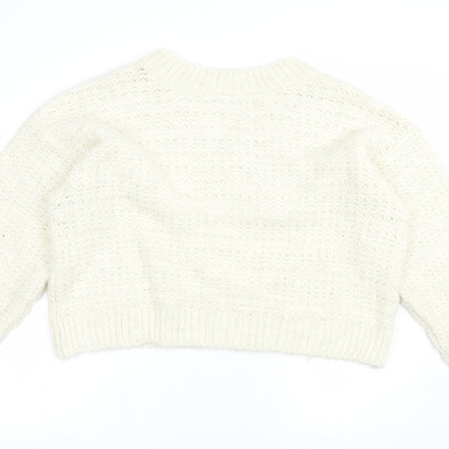 Topshop Womens Ivory V-Neck  Acrylic Pullover Jumper Size L