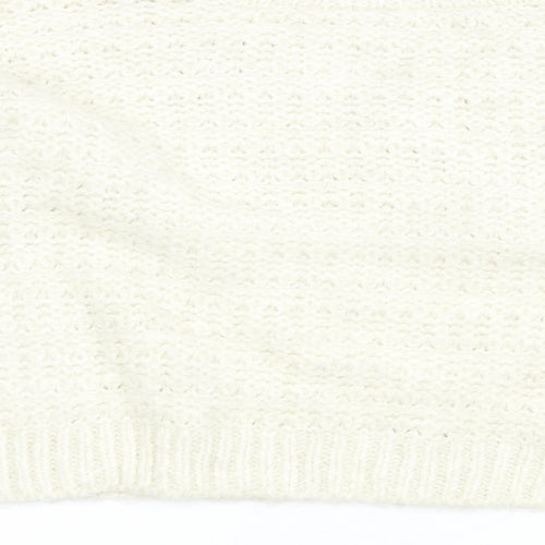Topshop Womens Ivory V-Neck  Acrylic Pullover Jumper Size L