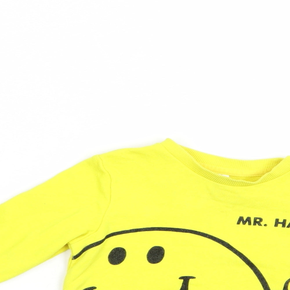 F&F Baby Yellow  Cotton Pullover Jumper Size 12-18 Months  Snap - Mr. Happy