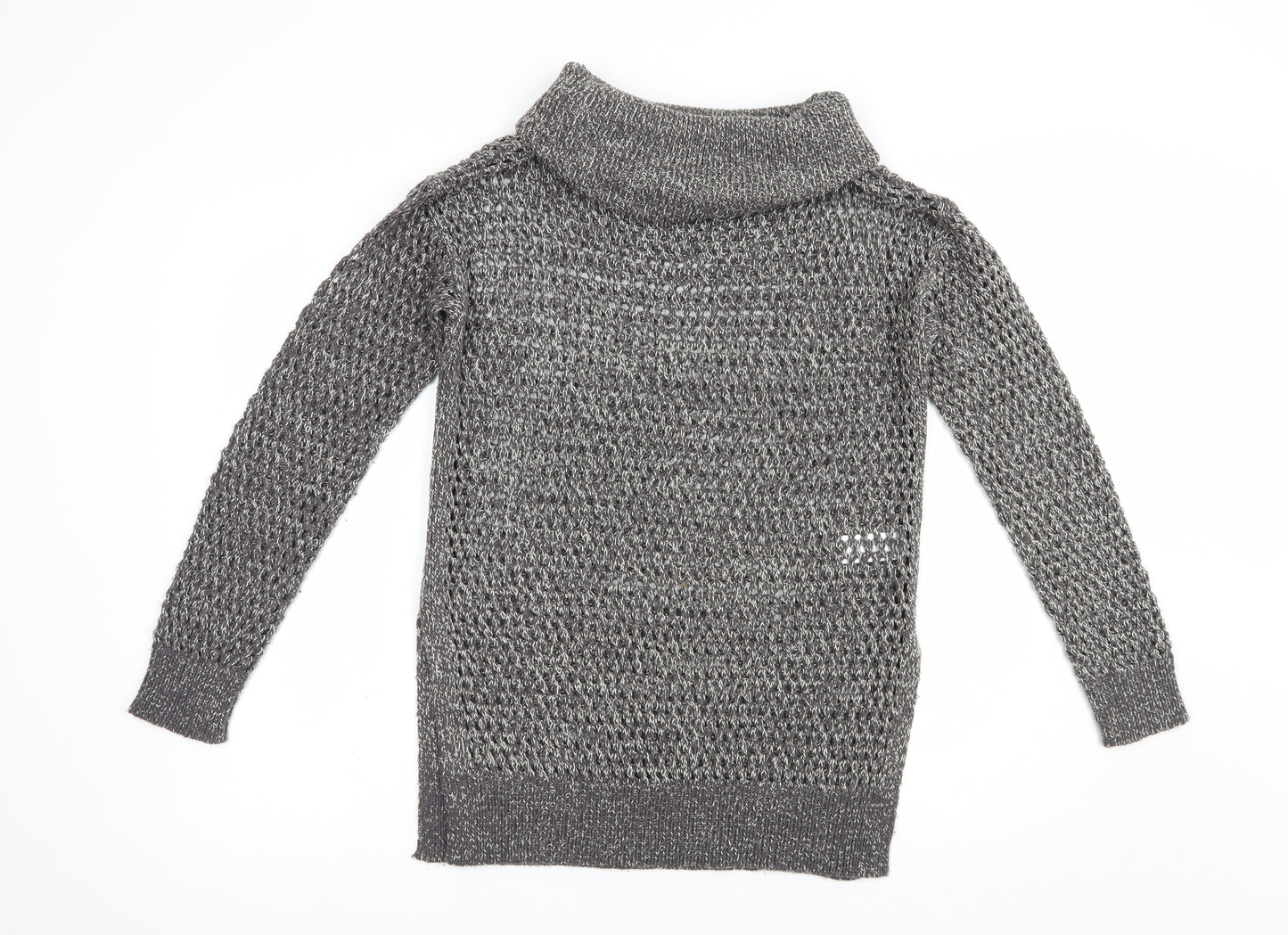 Papaya Womens Grey Roll Neck  Acrylic Pullover Jumper Size S