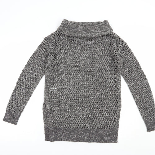 Papaya Womens Grey Roll Neck  Acrylic Pullover Jumper Size S