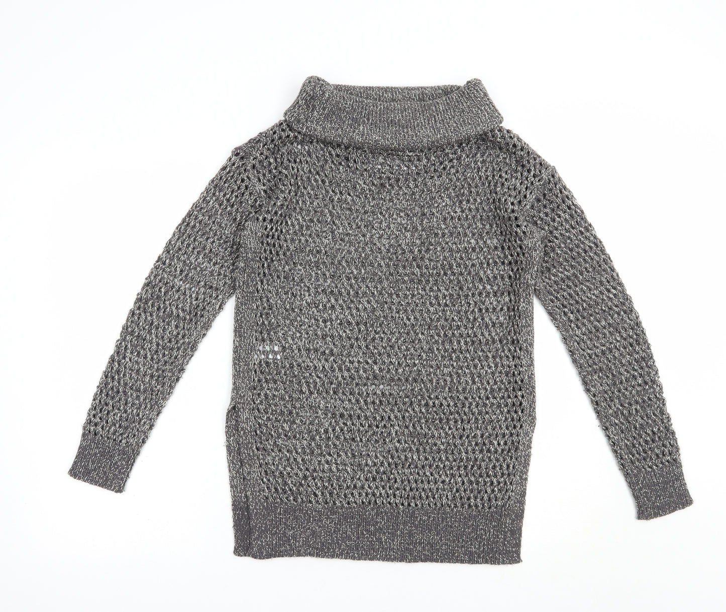 Papaya Womens Grey Roll Neck  Acrylic Pullover Jumper Size S