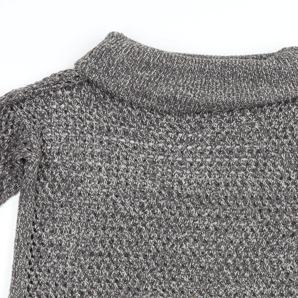 Papaya Womens Grey Roll Neck  Acrylic Pullover Jumper Size S