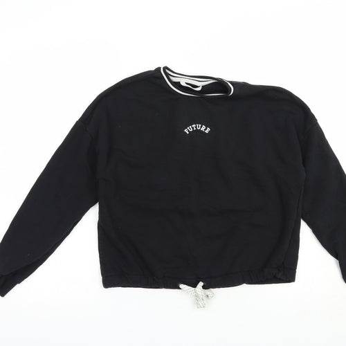 Marks and Spencer Girls Black  Cotton Pullover Sweatshirt Size 12-13 Years  Pullover - Future
