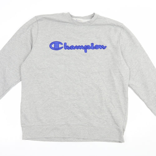 Champion Mens Grey  Cotton Pullover Sweatshirt Size L