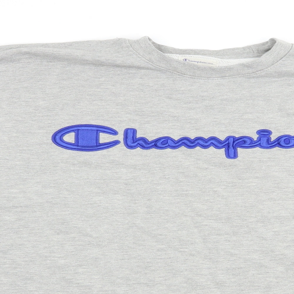 Champion Mens Grey  Cotton Pullover Sweatshirt Size L