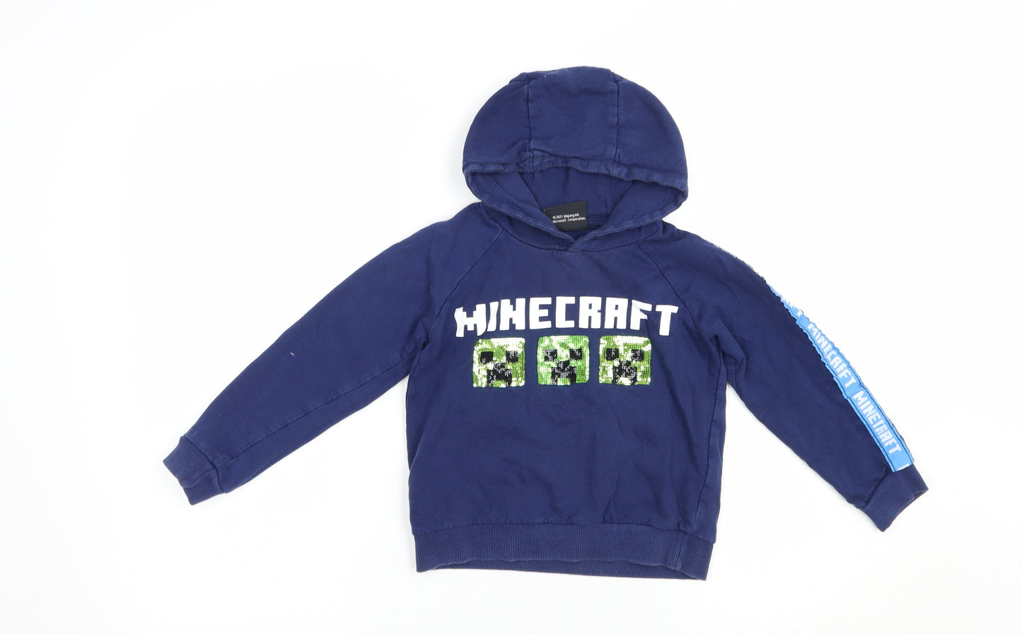 Pep & Co Girls Blue  Cotton Pullover Hoodie Size 5-6 Years  Pullover - Minecraft