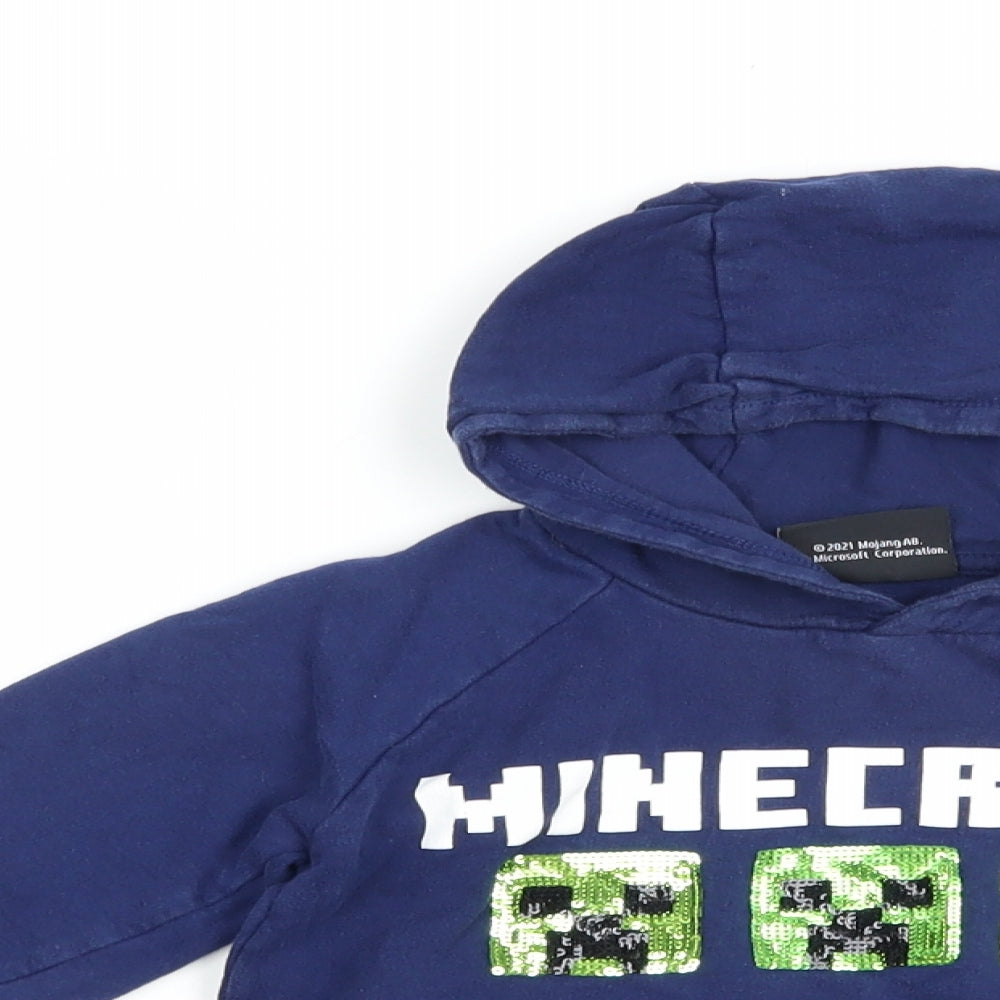 Pep & Co Girls Blue  Cotton Pullover Hoodie Size 5-6 Years  Pullover - Minecraft