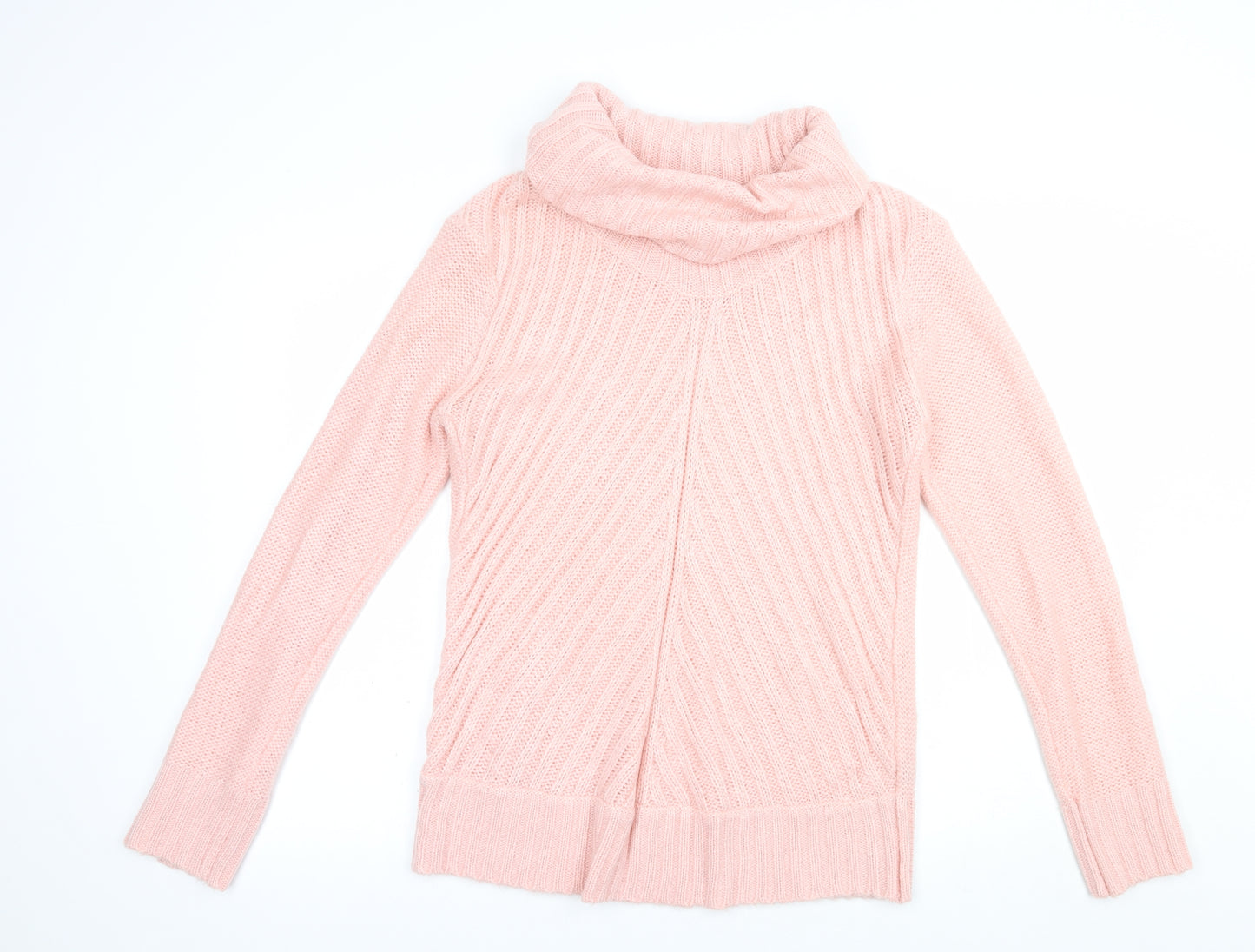 M&Co Womens Pink Roll Neck  Acrylic Pullover Jumper Size 18