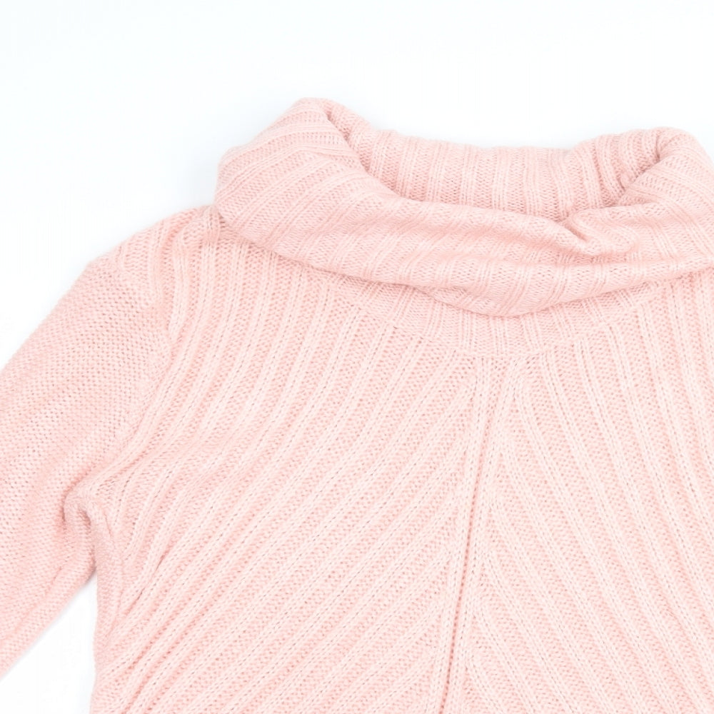 M&Co Womens Pink Roll Neck  Acrylic Pullover Jumper Size 18