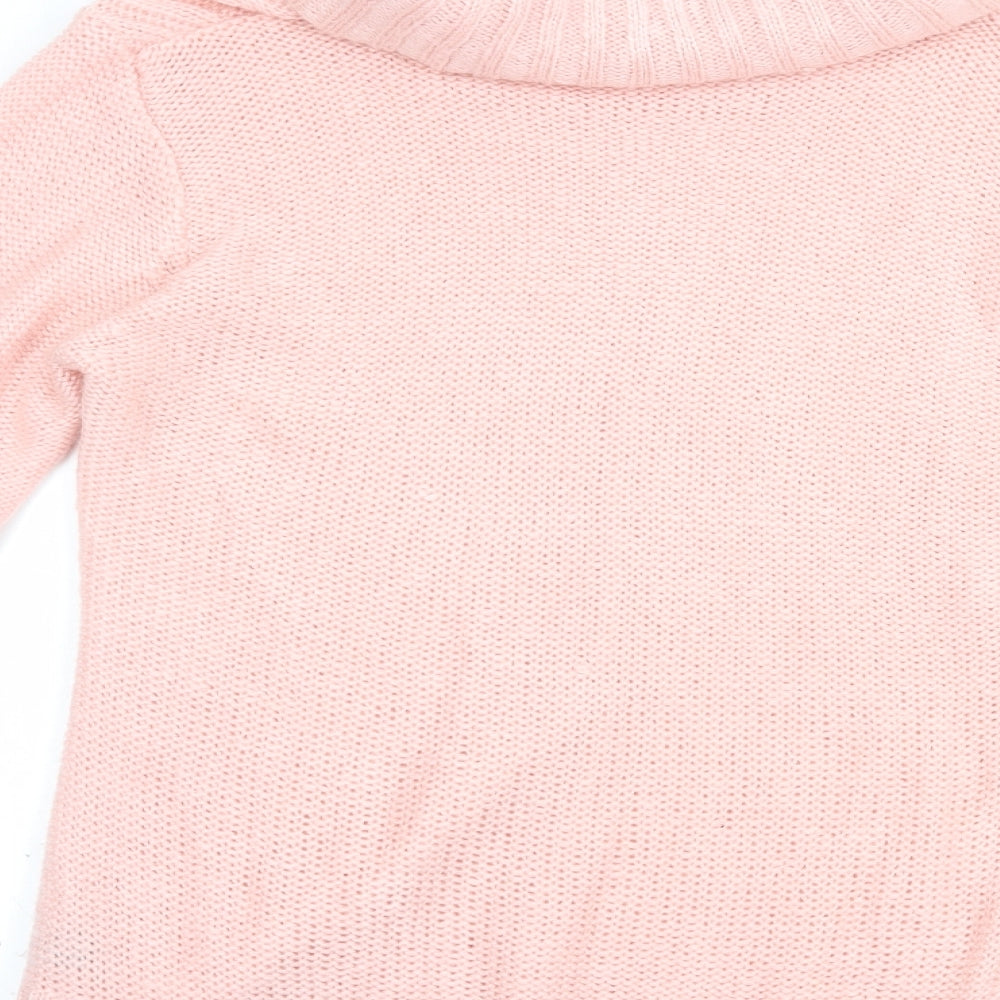 M&Co Womens Pink Roll Neck  Acrylic Pullover Jumper Size 18