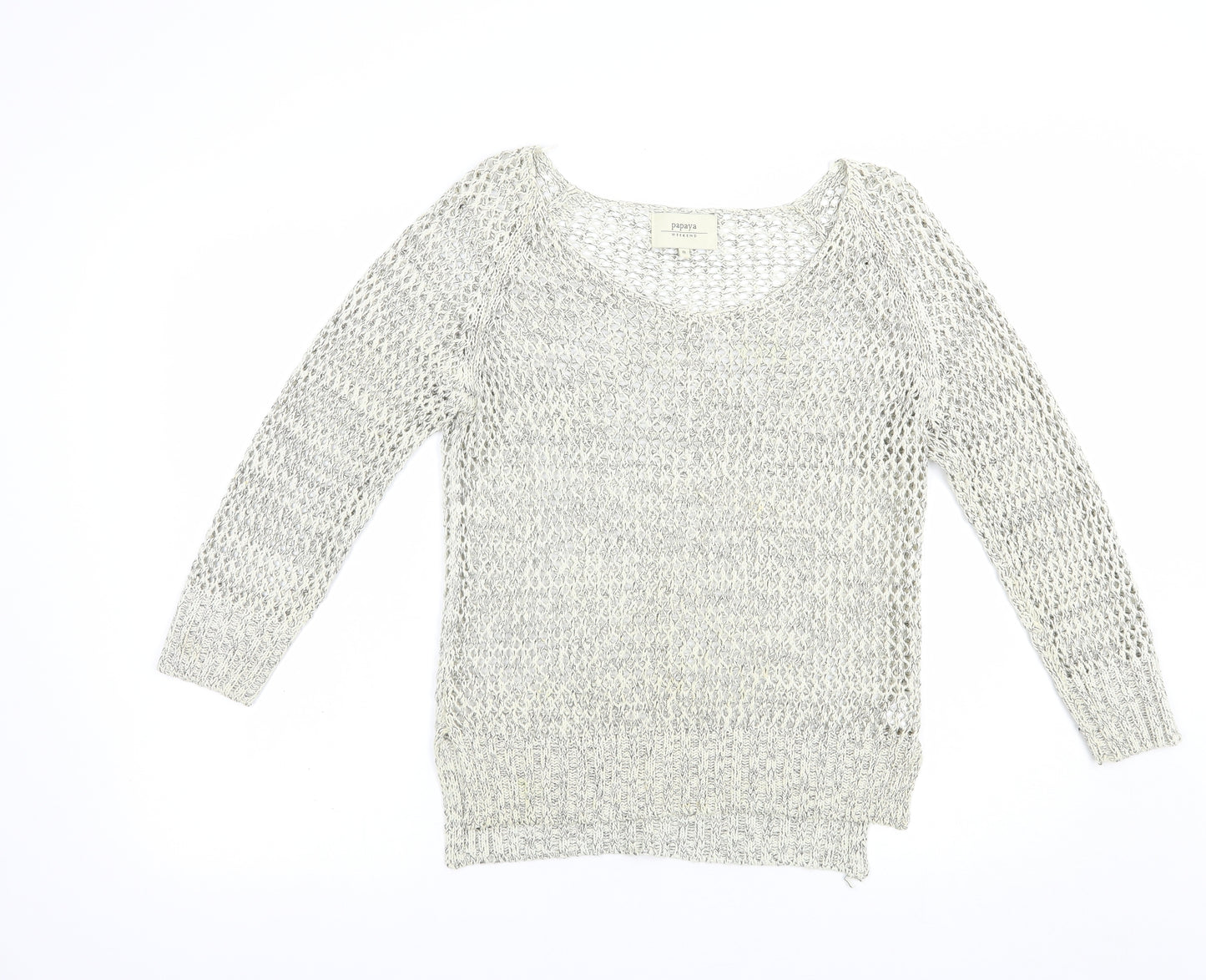 Papaya Womens Grey Boat Neck  Camel Pullover Jumper Size 8