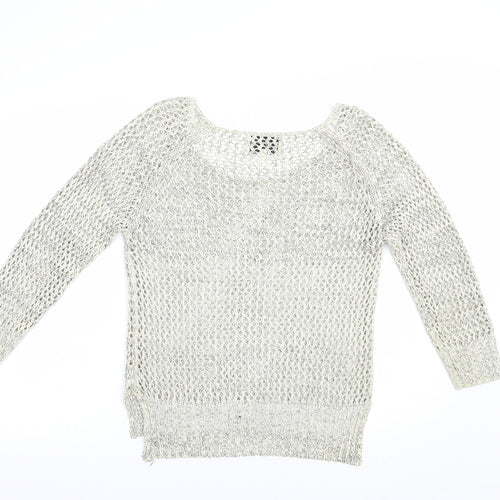 Papaya Womens Grey Boat Neck  Camel Pullover Jumper Size 8