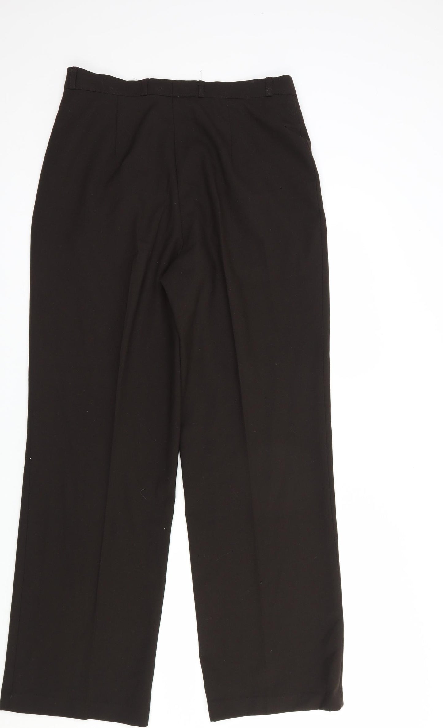 Robell Womens Brown  Polyester Dress Pants Trousers Size 12 L31 in Regular Button