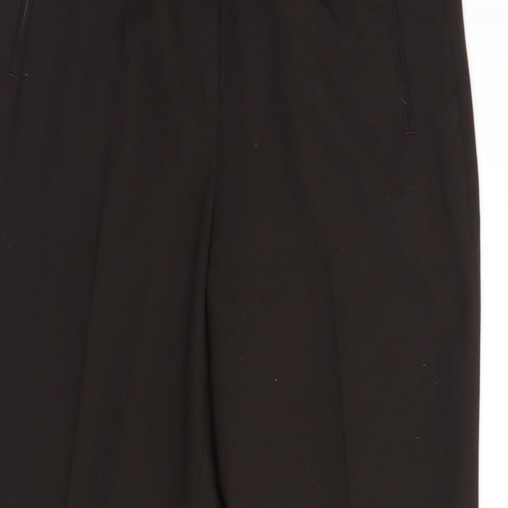 Robell Womens Brown  Polyester Dress Pants Trousers Size 12 L31 in Regular Button