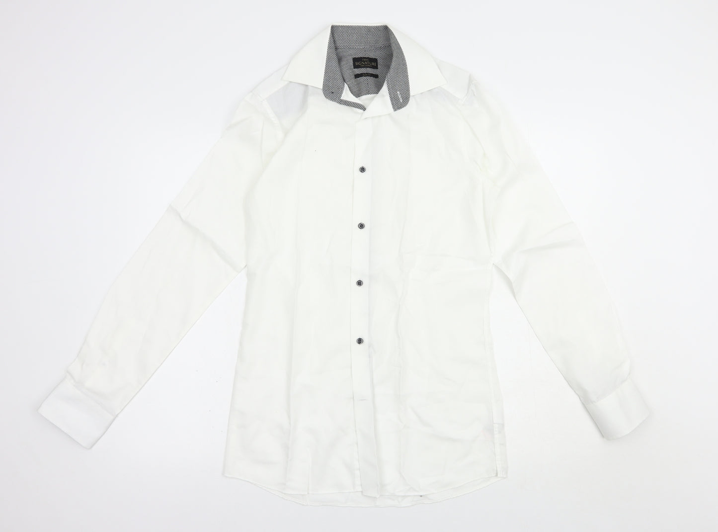NEXT Mens White  Cotton  Dress Shirt Size 14.5 Collared Button