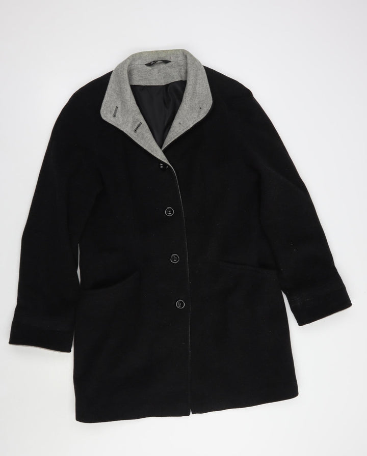 BHS Womens Grey Pea Coat Coat Size 12 Button