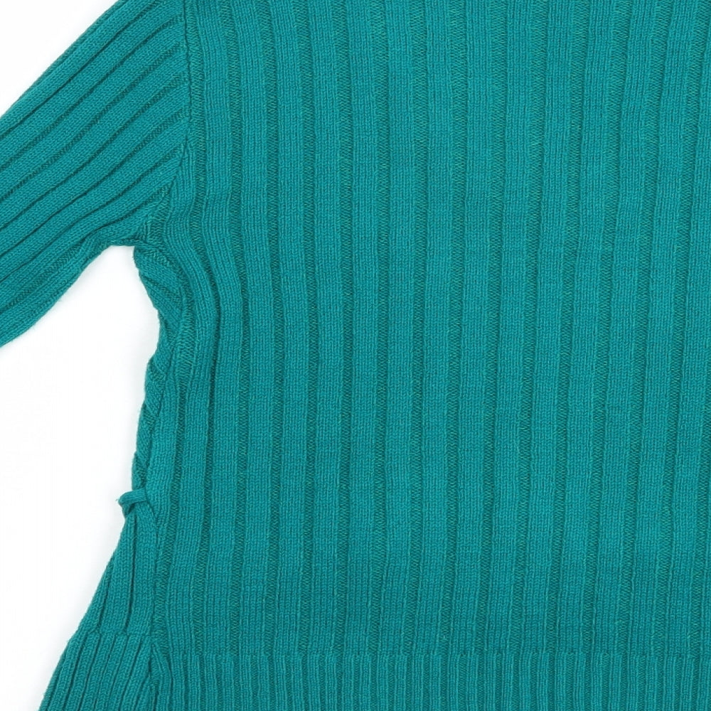 Preworn Womens Green V-Neck  Acrylic Pullover Jumper Size M   - Buckle