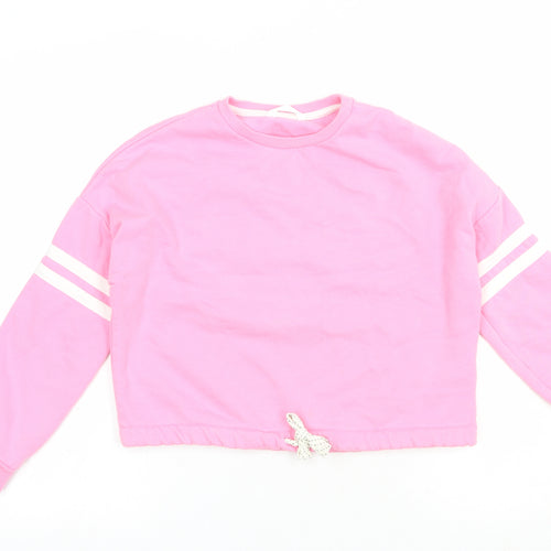 Marks and Spencer Girls Pink  Cotton Pullover Sweatshirt Size 9-10 Years  Pullover