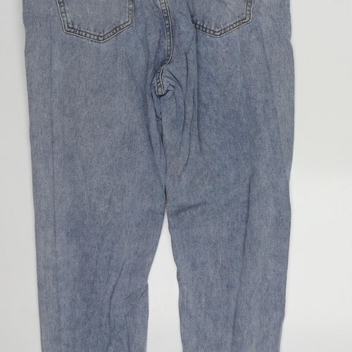 PRETTYLITTLETHING Womens Blue  Cotton Straight Jeans Size 12 L29 in Regular Zip