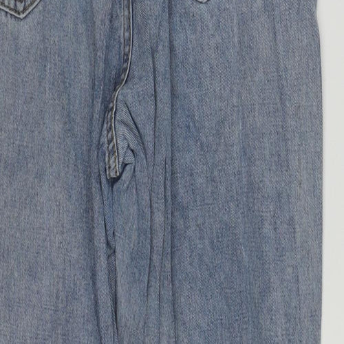 PRETTYLITTLETHING Womens Blue  Cotton Straight Jeans Size 12 L29 in Regular Zip