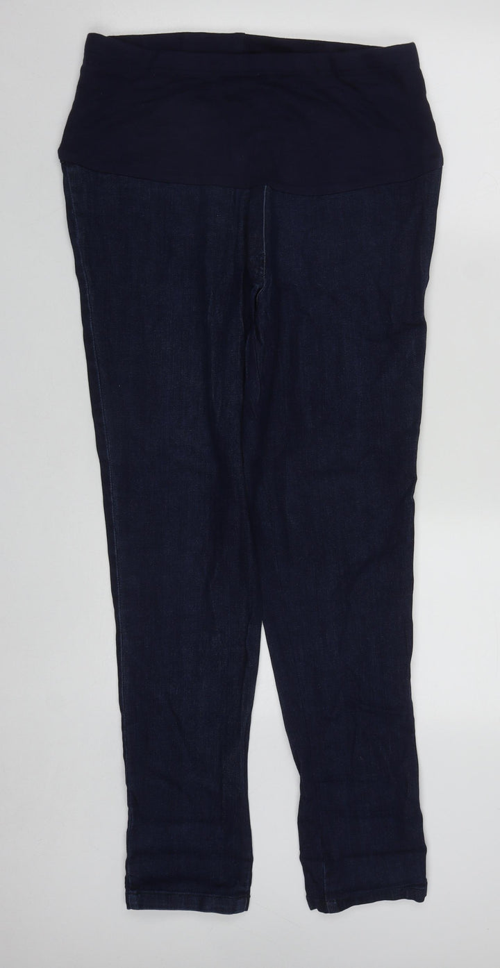 Mum To Be Womens Blue Cotton Straight Jeans Size L L30 in Regular